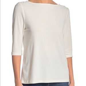 Halogen Elbow Sleeve Knit Top Ivory Size S
